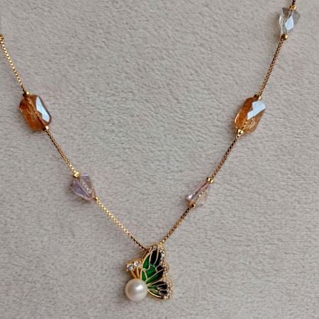 Handmade Brass Metal Jewellery Butterfly Necklace Set